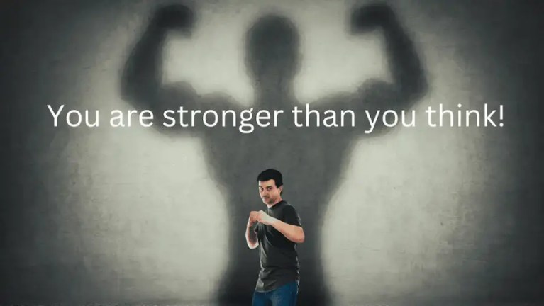 A man whose reflection reveals that he is stronger than he believes.